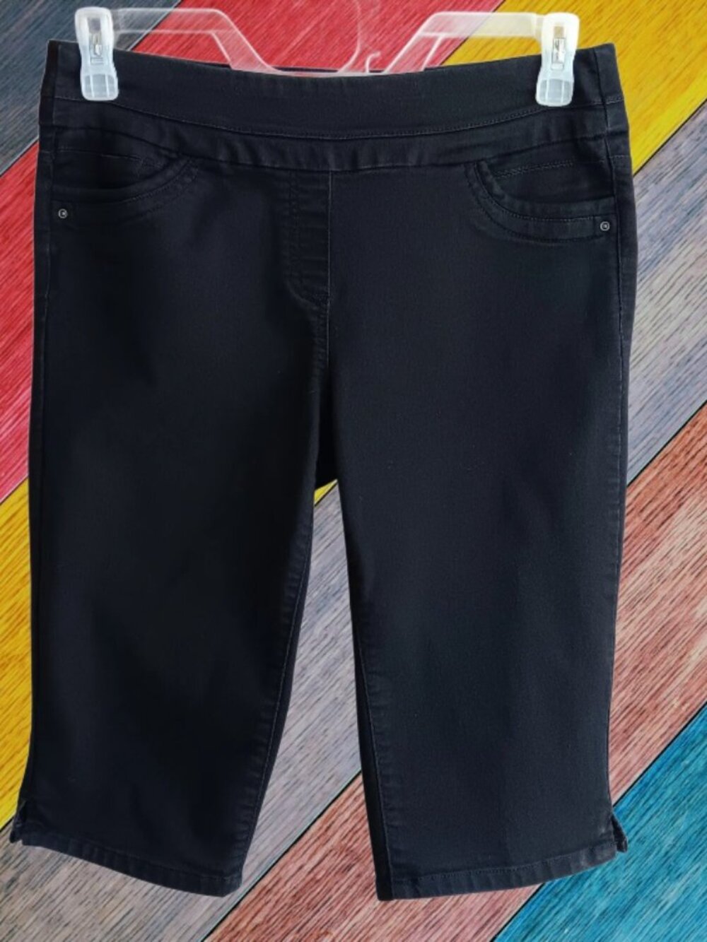 Westbound Womens Crop Capri Pants Pull on Comfort Waistband Black Size 8